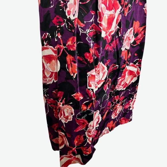 Apt 9 Stretch Women's Purple Coral Pink Floral Sleeveless Box Pleated Dress 14 - Picture 7 of 16